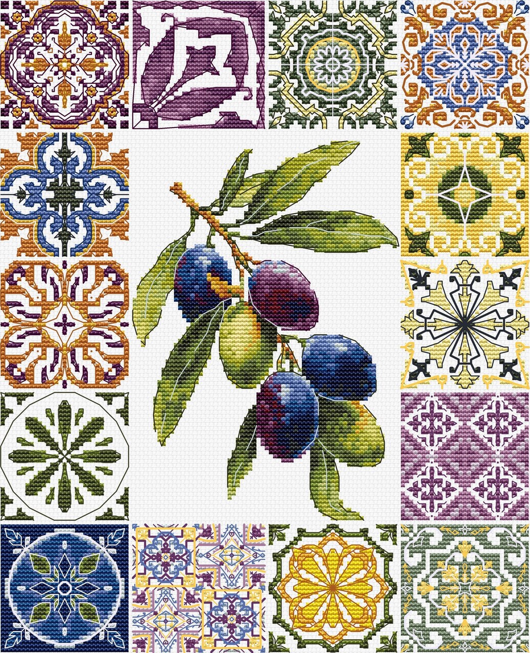 Olive Palette of the Mediterranean B7050L Counted Cross-Stitch Kit
